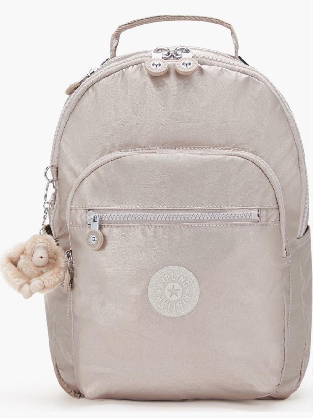 Kipling Metallic Champagne Backpack - Pale Beige